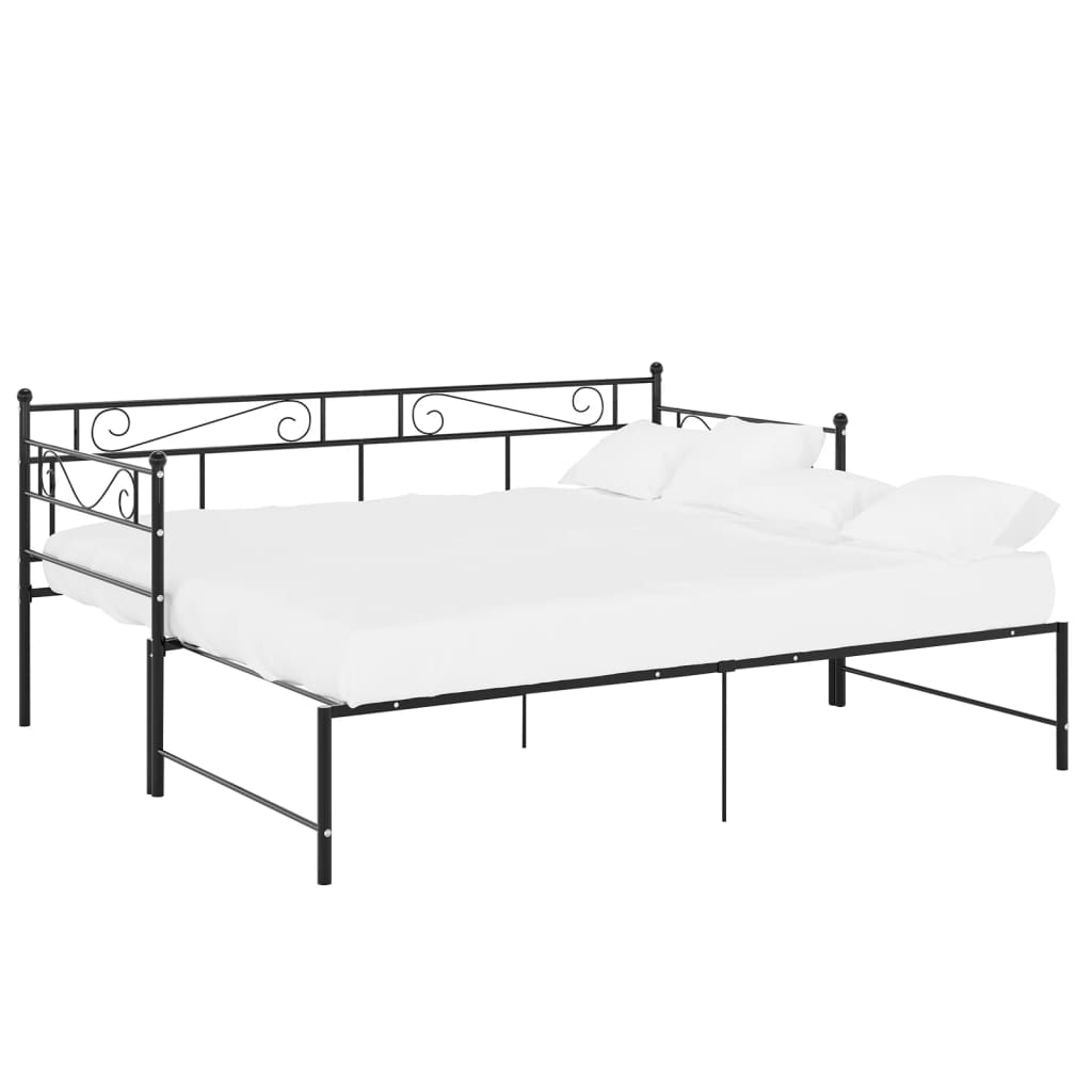 Ausziehsofa Bettgestell Schwarz Metall 90x200 cm