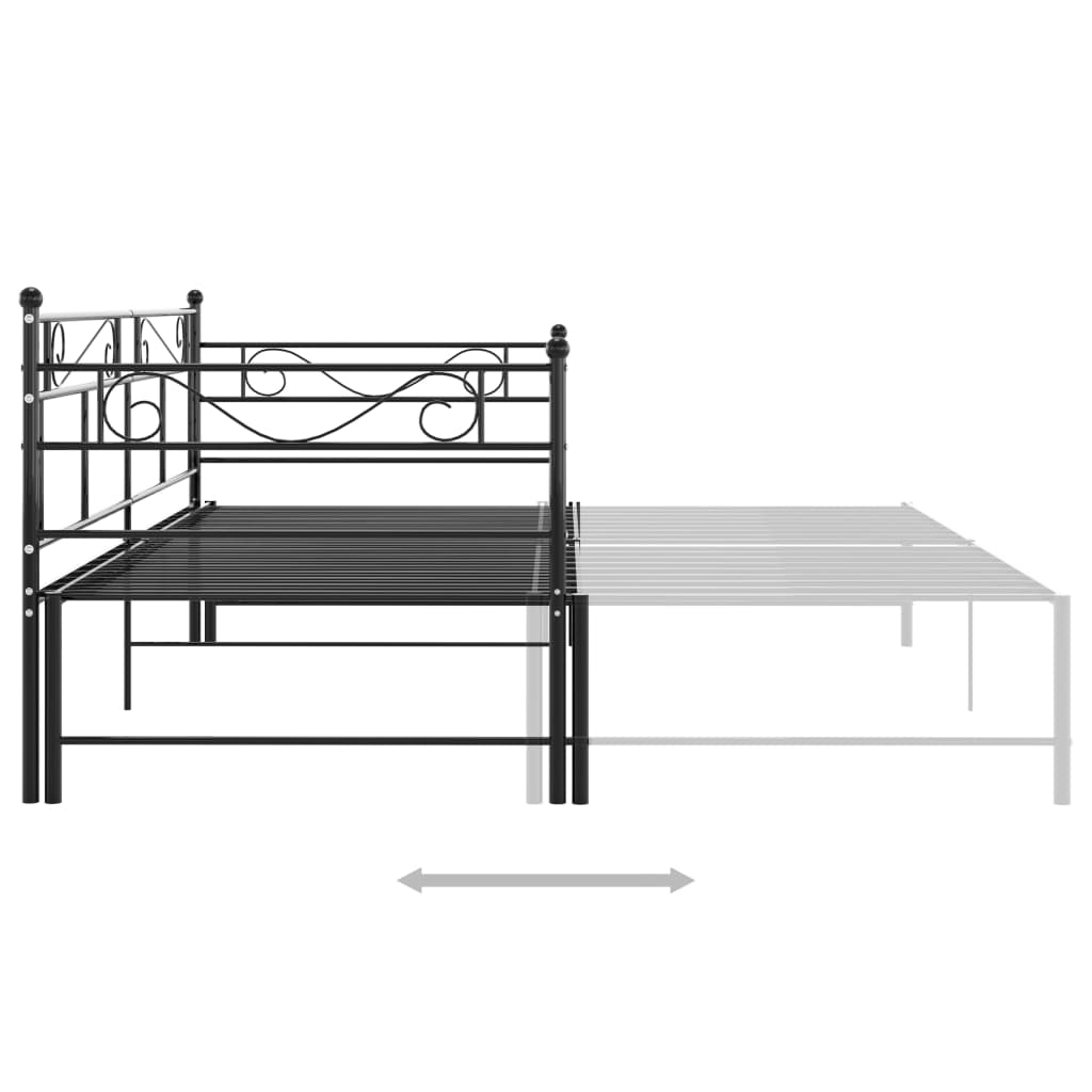 Ausziehsofa Bettgestell Schwarz Metall 90x200 cm
