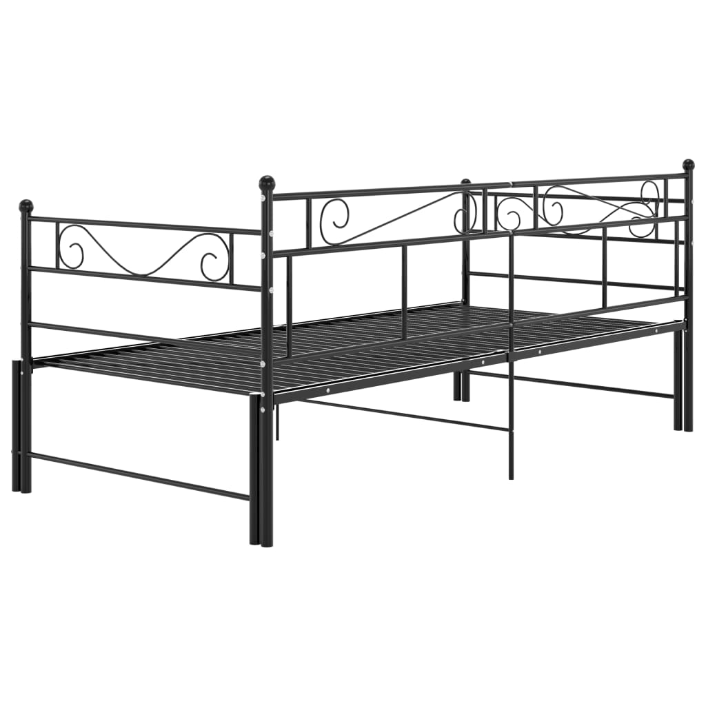 Ausziehsofa Bettgestell Schwarz Metall 90x200 cm