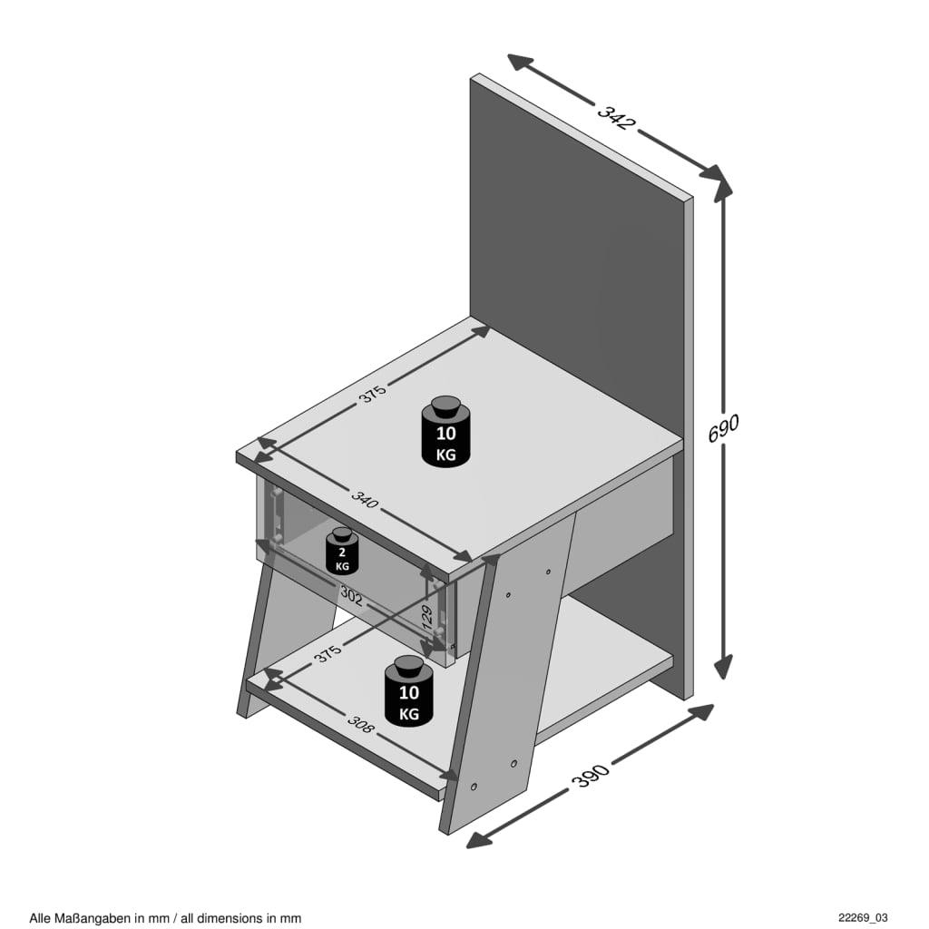 Nachttisch mit 1 Schublade 34,2x39x69 cm Sandeiche-Optik