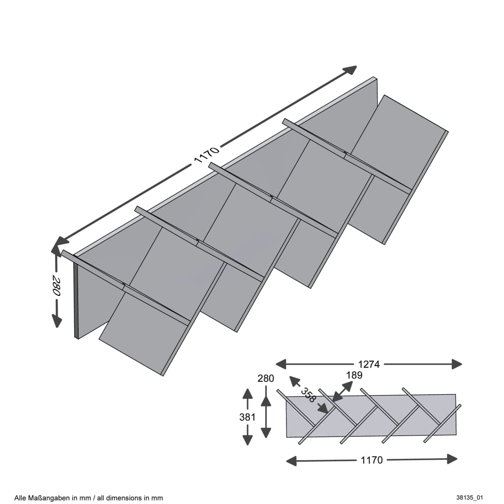 Geometrisches Bücherregal Eiche-Optik und Schwarz