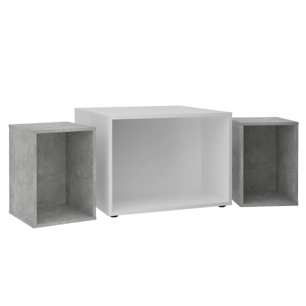 Couchtisch mit 2 Beistelltischen 67,5x67,5x50 cm Weiß Beton-Optik