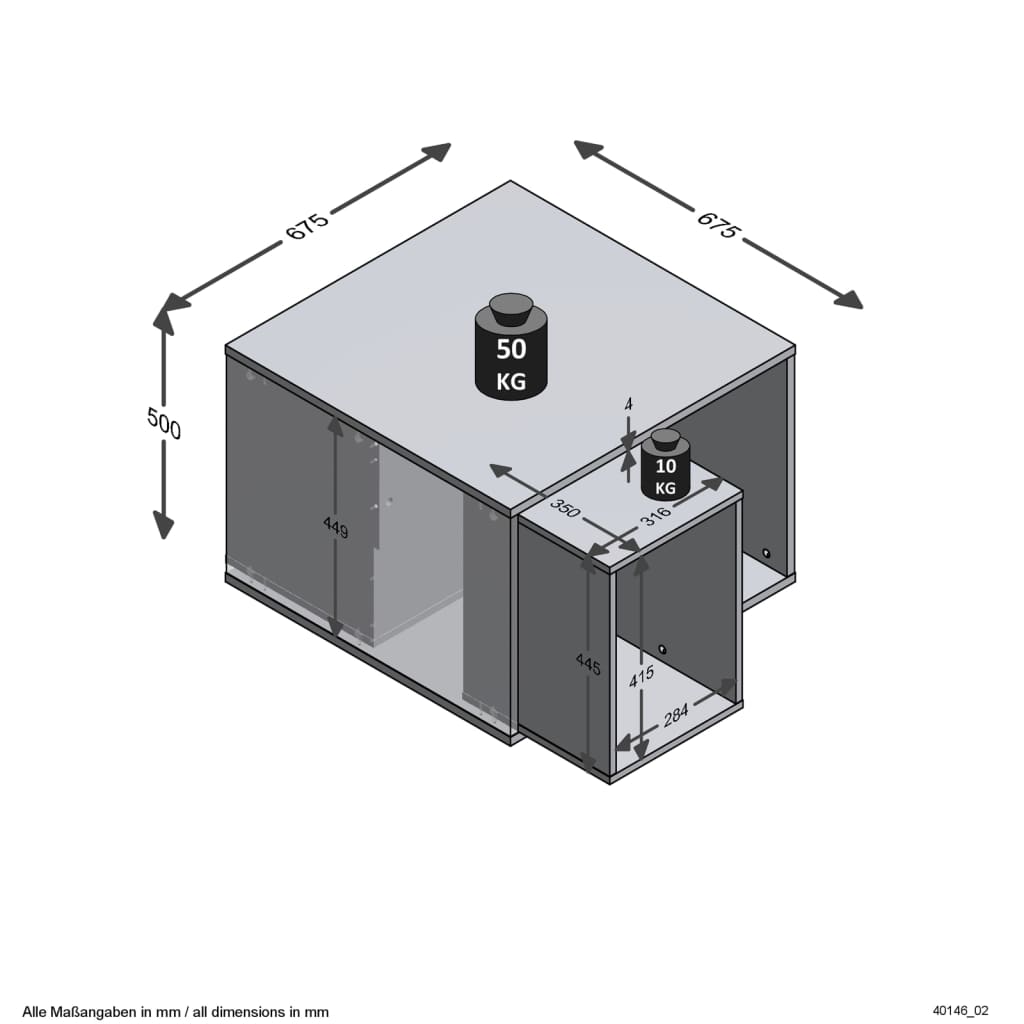 Couchtisch mit 2 Beistelltischen 67,5x67,5x50 cm Weiß Beton-Optik