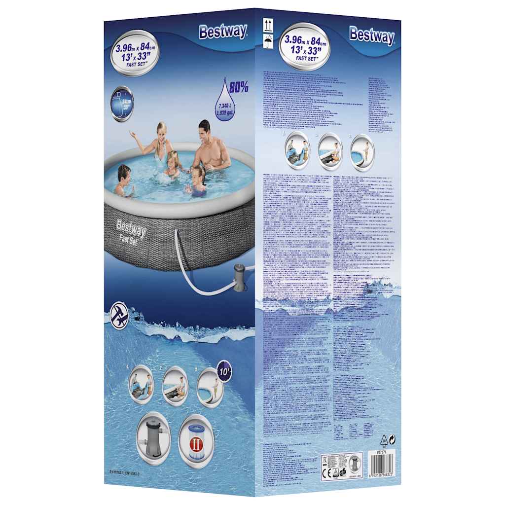 Fast Set Aufblasbares Pool-Set mit Pumpe 396x84 cm