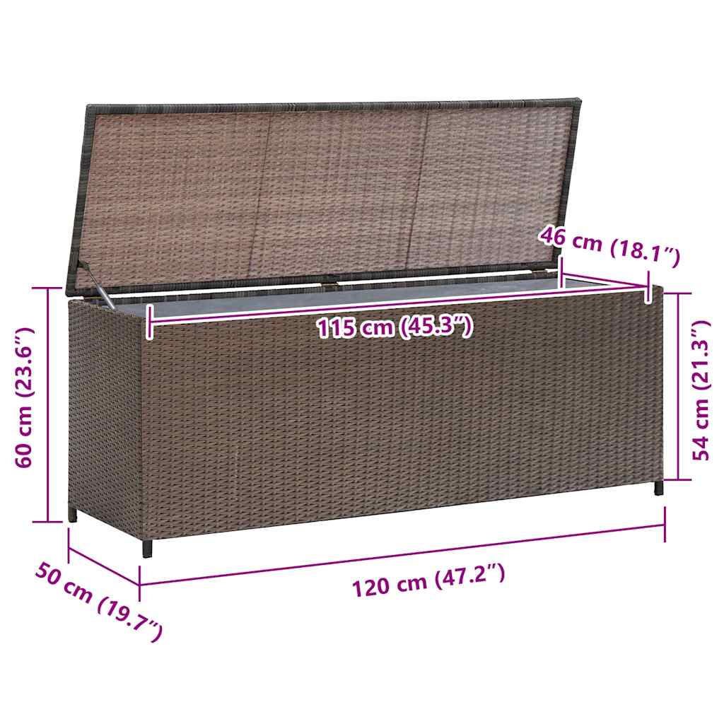 Garten-Auflagenbox Braun 120x50x60 cm Poly Rattan