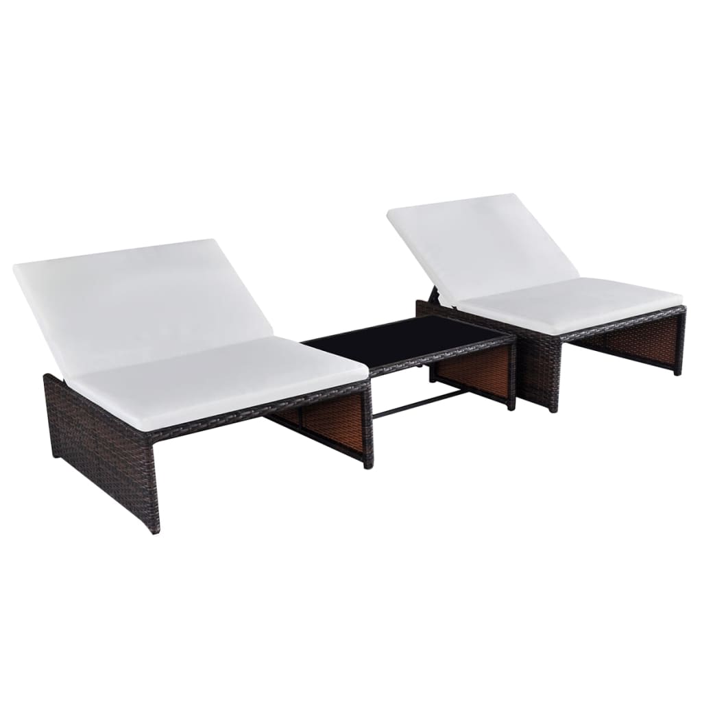 Outdoor-Lehnstühle 2 Stk. mit Tisch Braun Poly Rattan