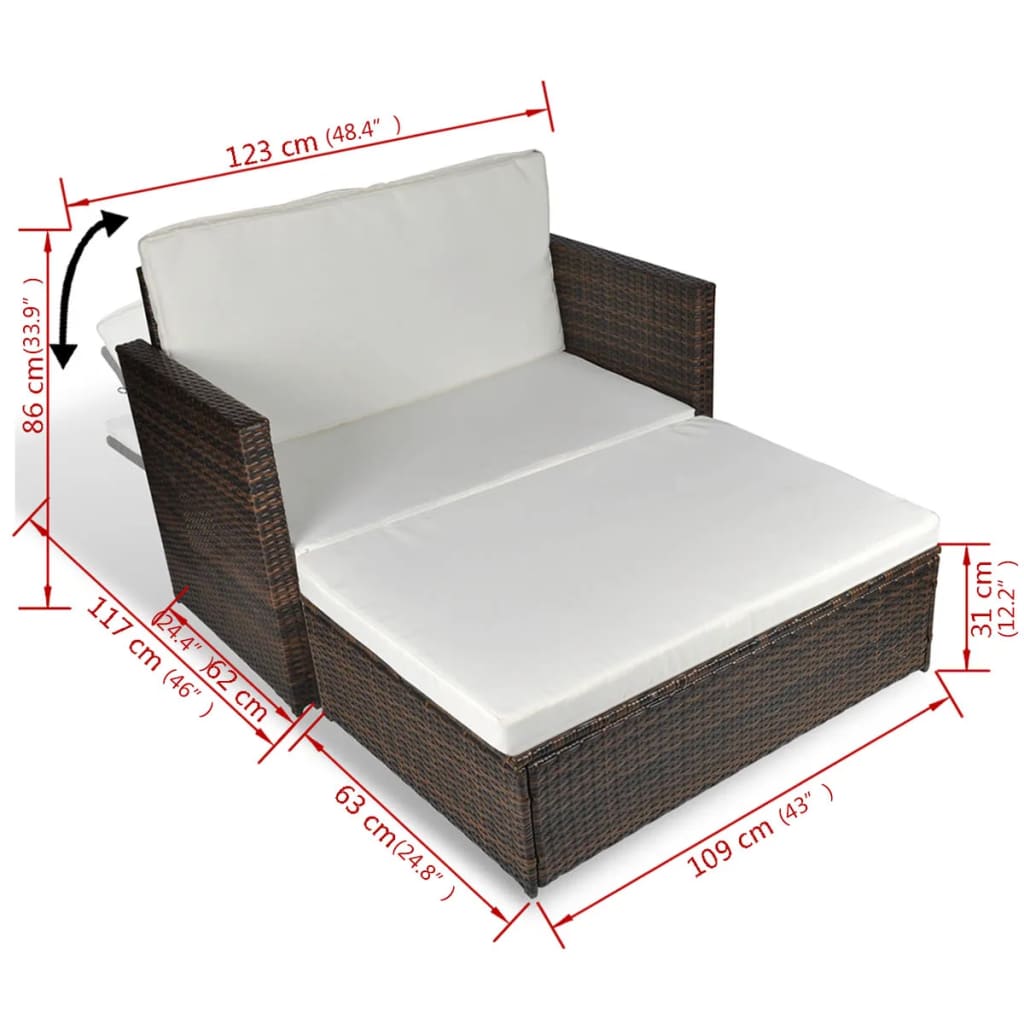 Gartensofa Poly Rattan Braun