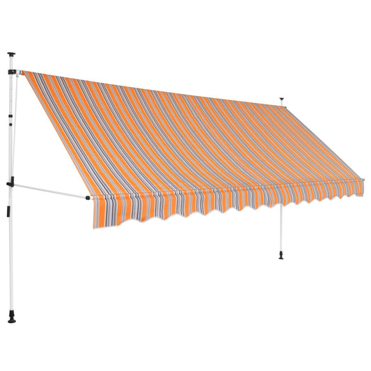 Einziehbare Markise Handbetrieben 350 cm Gelb/Blau Gestreift