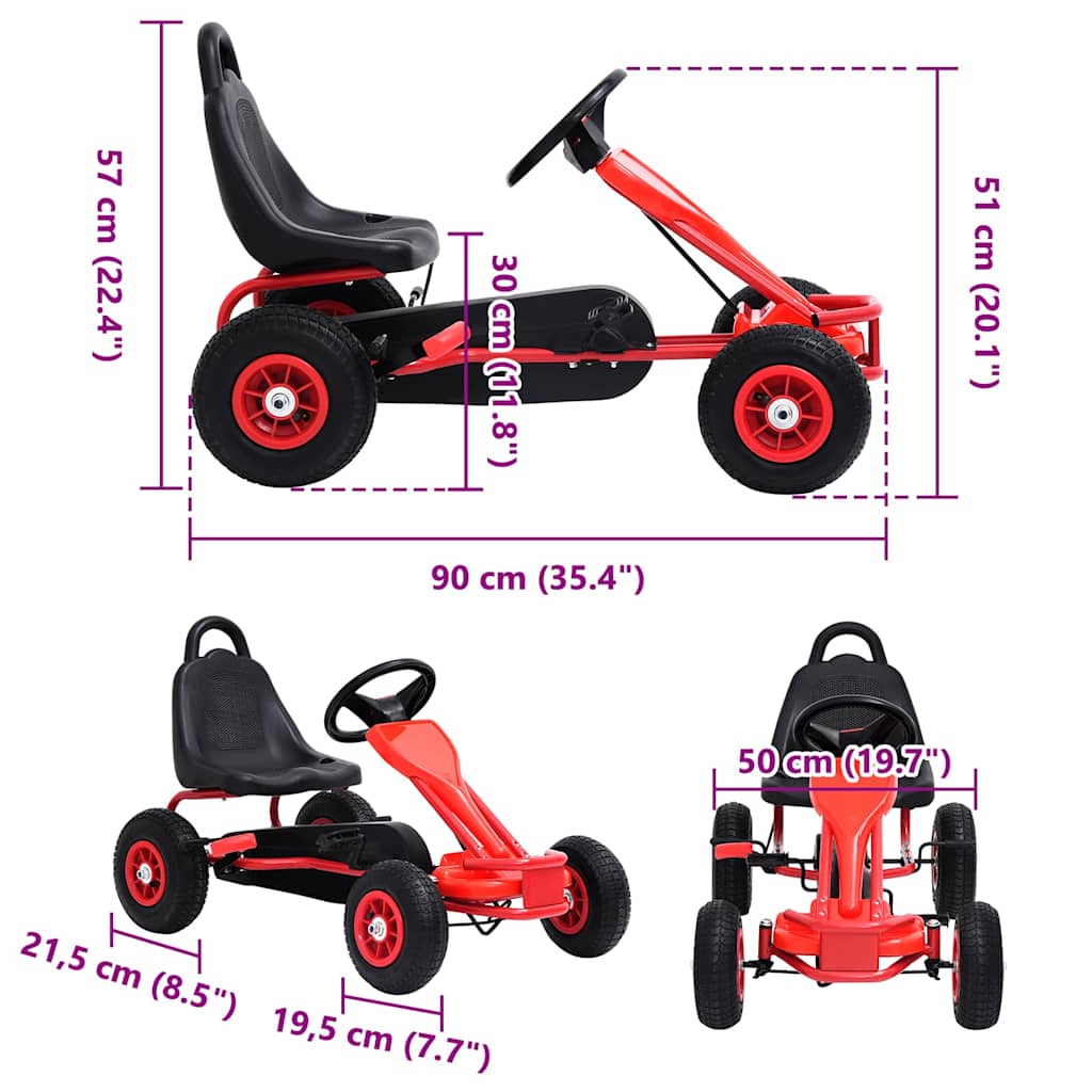 Pedal Go-Kart mit Luftreifen Rot