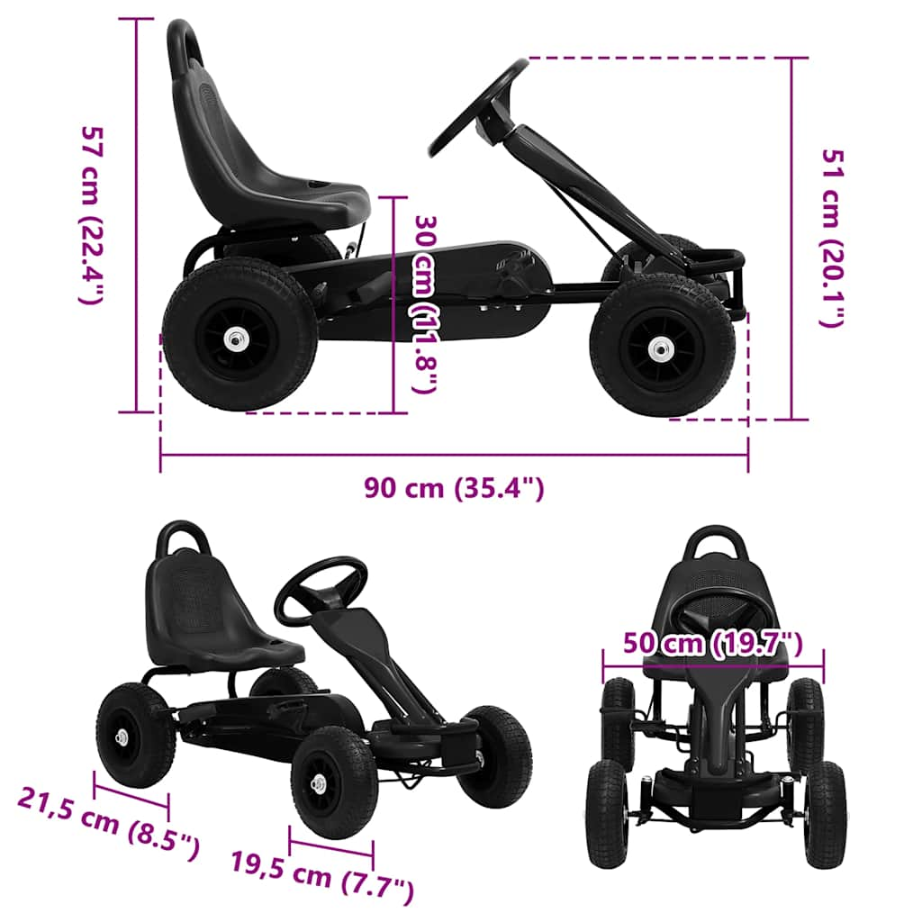 Pedal Go-Kart mit Luftreifen Schwarz