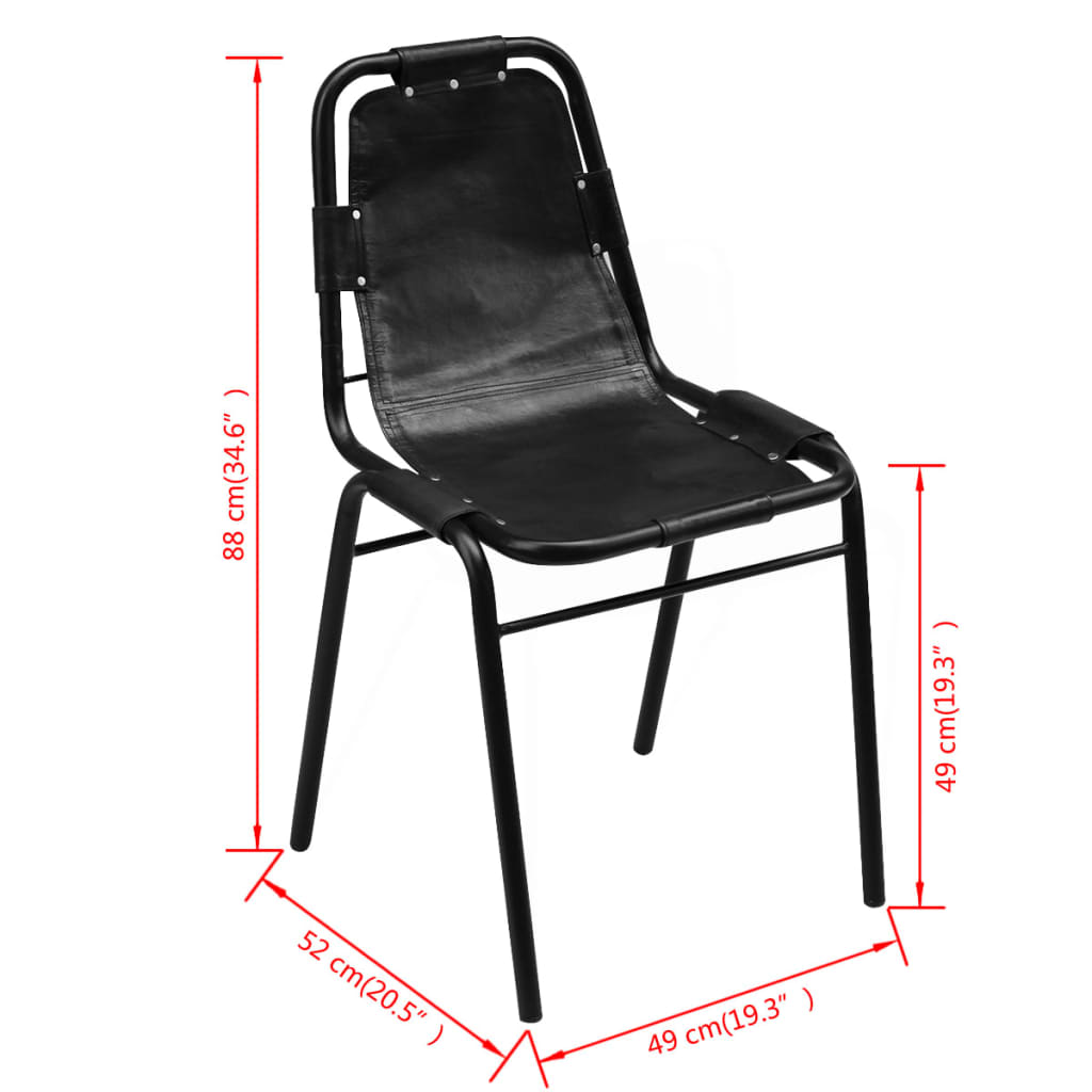 Esszimmerstühle 4 Stk. Schwarz Echtleder