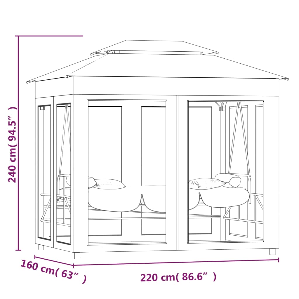 Pavillon Umwandelbare Schaukelbank Cremeweiß