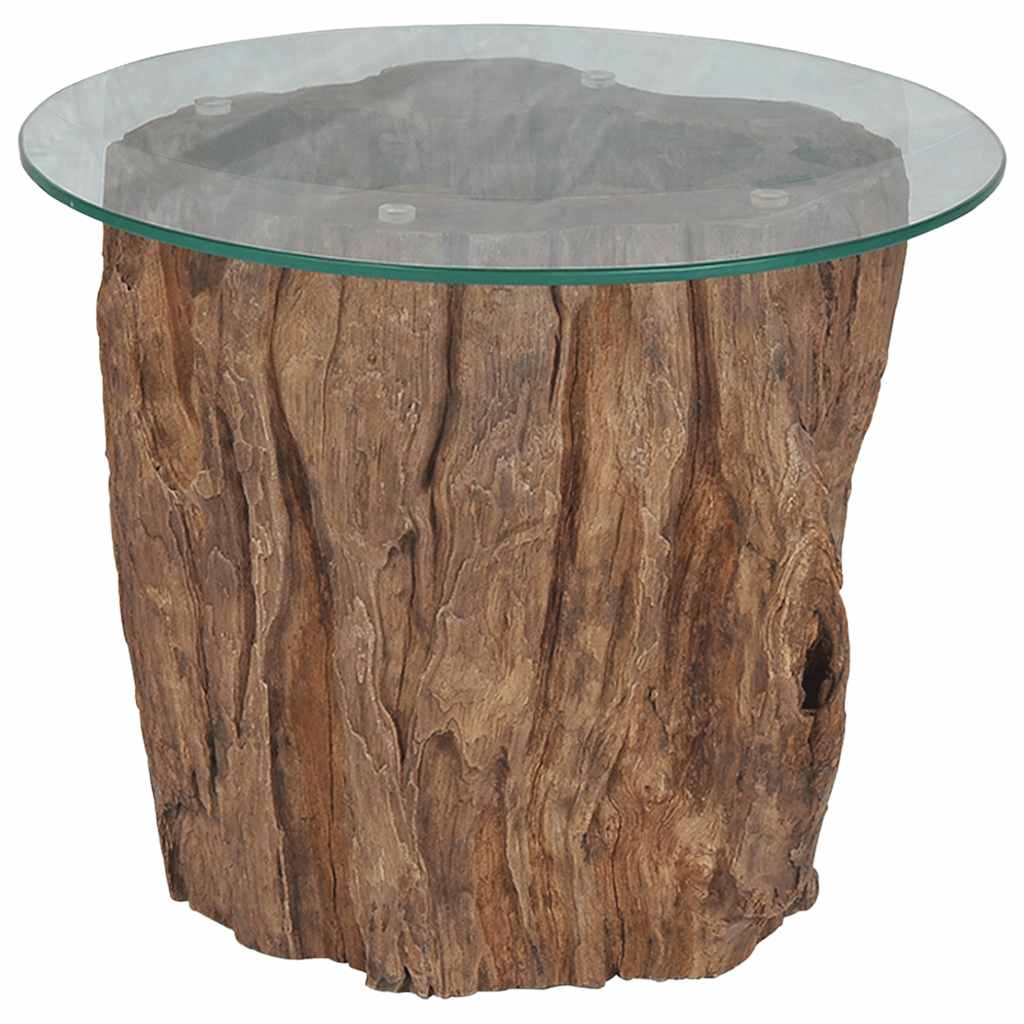 Couchtisch Teak Glas 50x40 cm