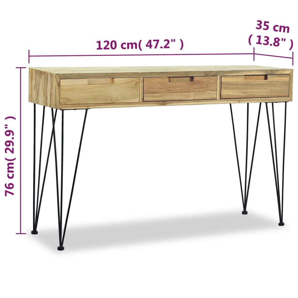 Konsolentisch 120 x 35 x 76 cm Teak Massiv