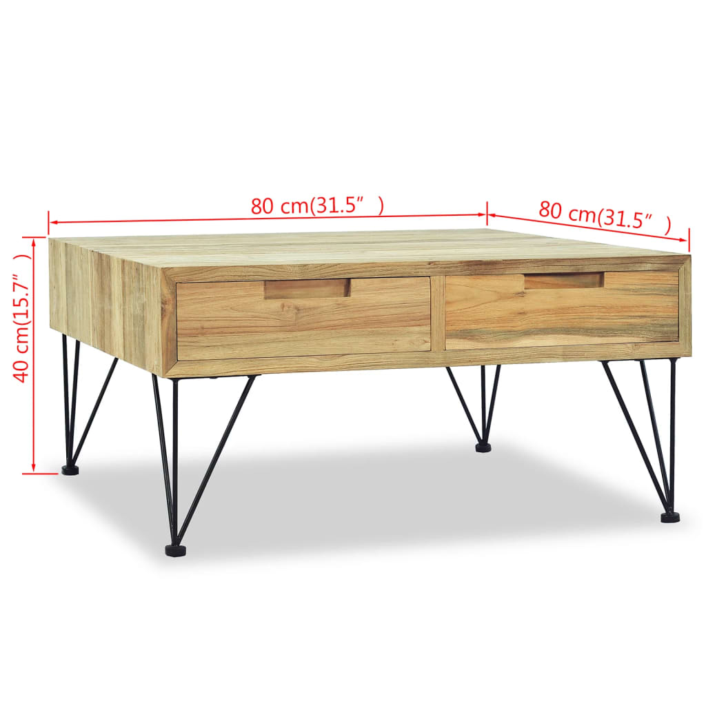 Couchtisch 80x80x40 cm Massivholz Teak