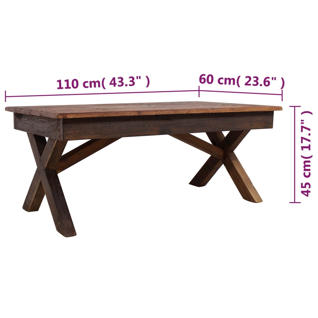 Couchtisch Gemischtes Altholz 110x60x45 cm