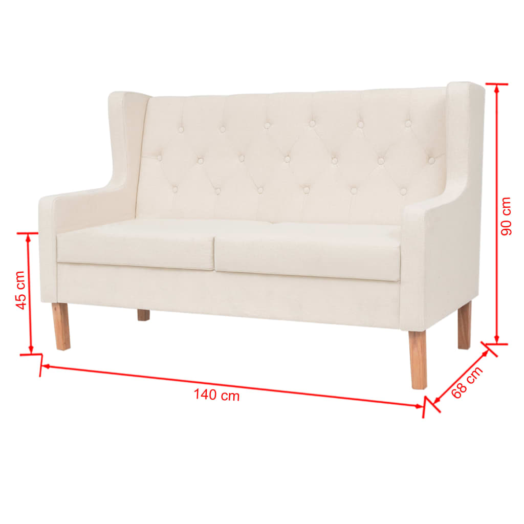 2-Sitzer Sofa Stoff Cremeweiß