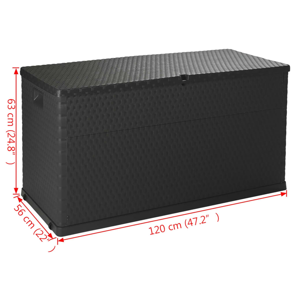 Garten-Aufbewahrungsbox Anthrazit 120x56x63 cm PP Rattan