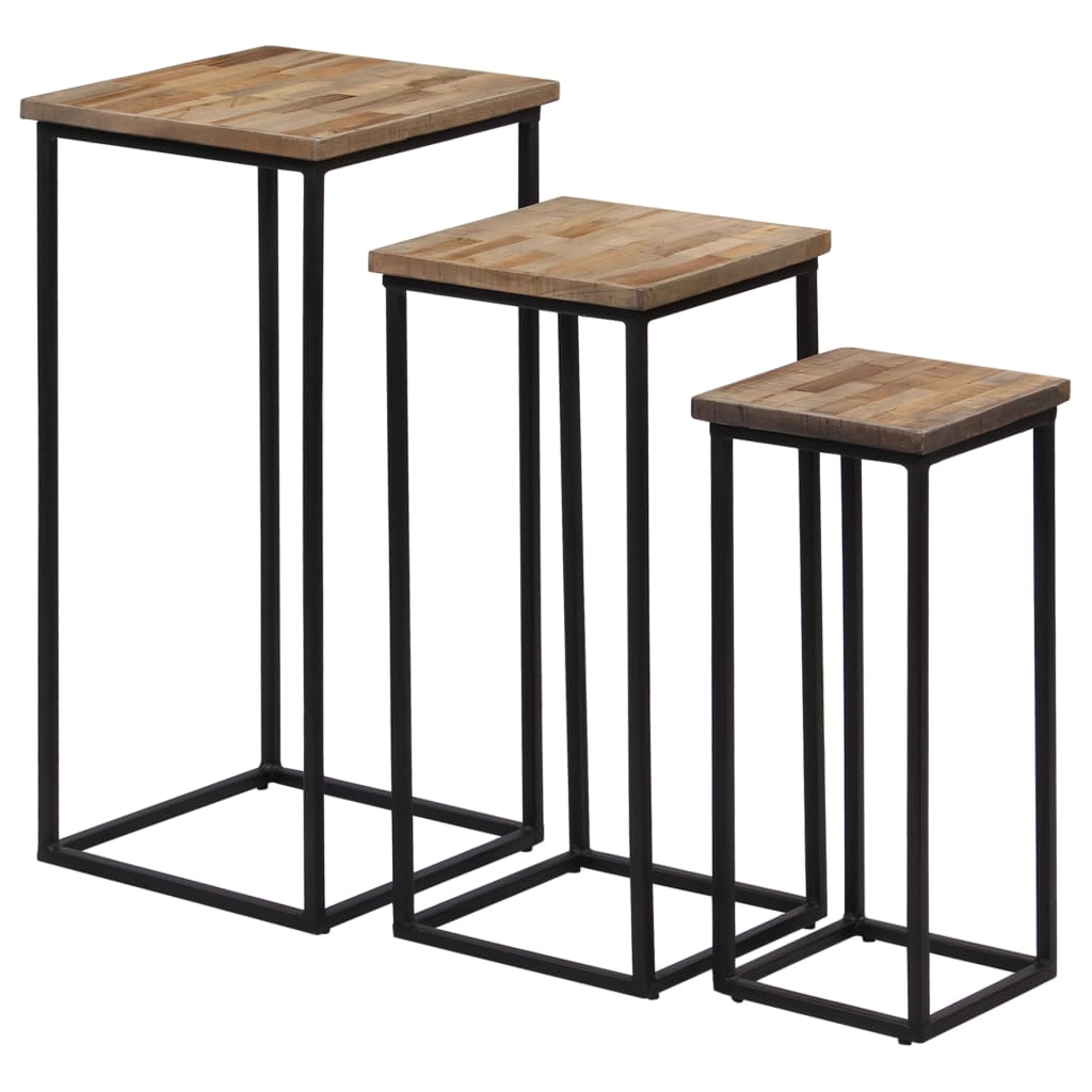 Beistelltisch-Set 3-tlg. Recyceltes Teak