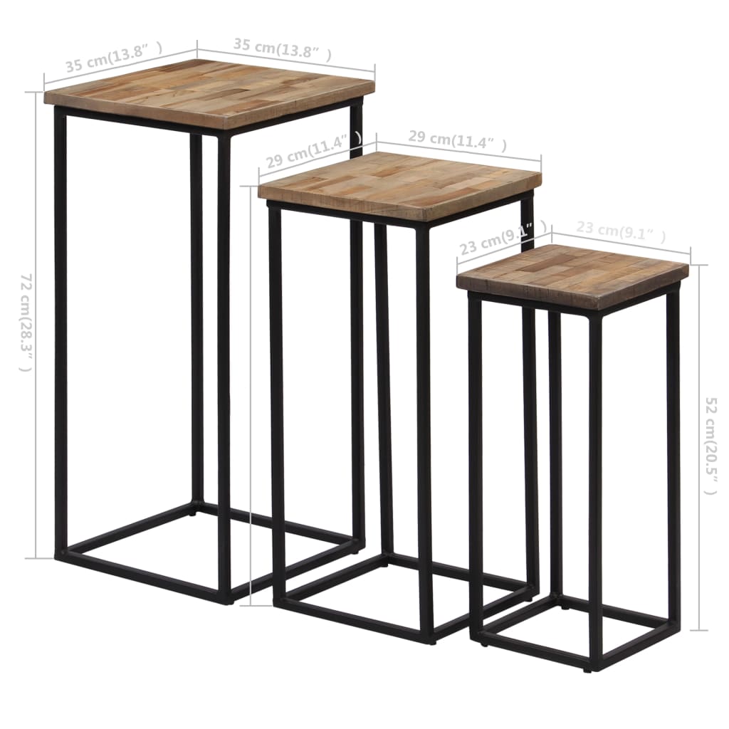 Beistelltisch-Set 3-tlg. Recyceltes Teak