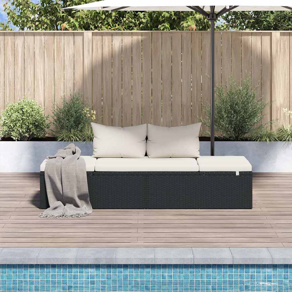 Gartenbett Schwarz 195×60 cm Poly Rattan