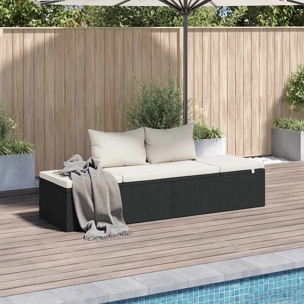 Gartenbett Schwarz 195×60 cm Poly Rattan