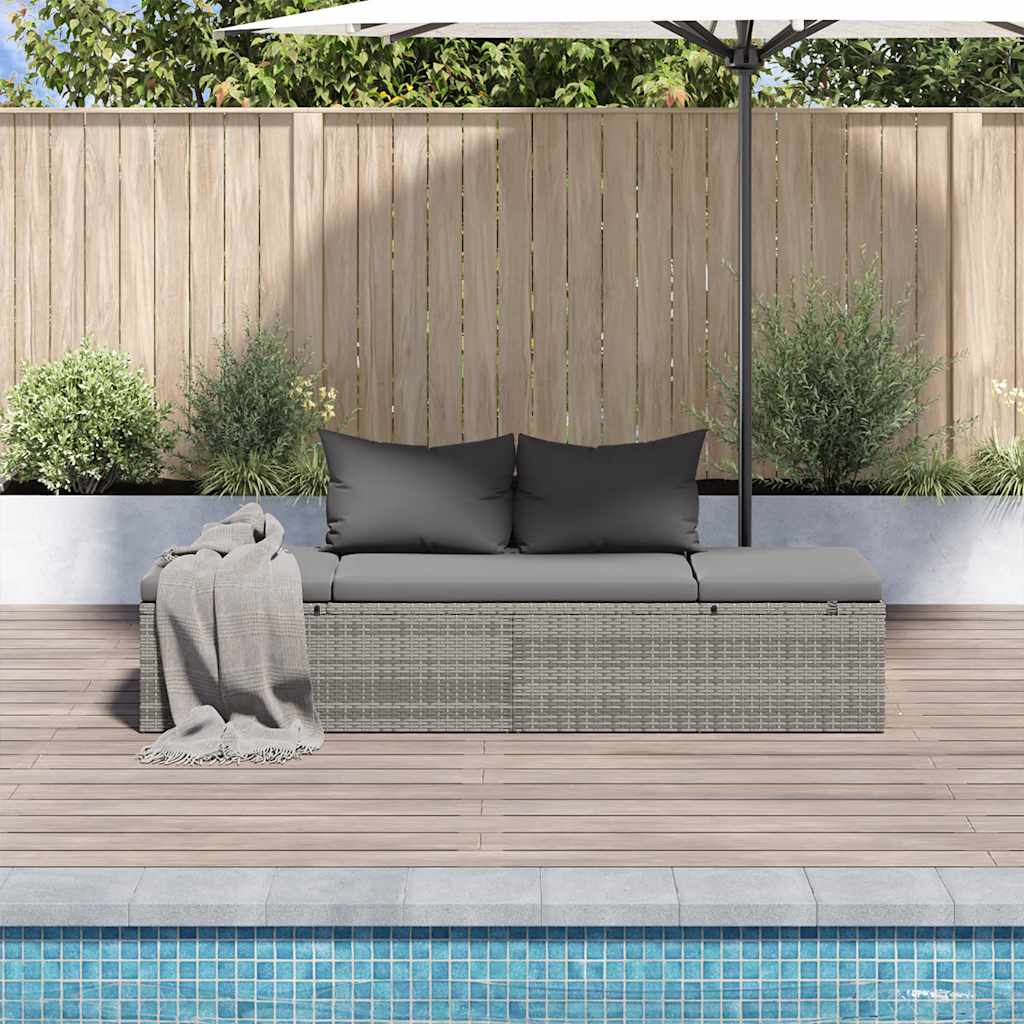 Gartenbett Grau 195×60 cm Poly Rattan