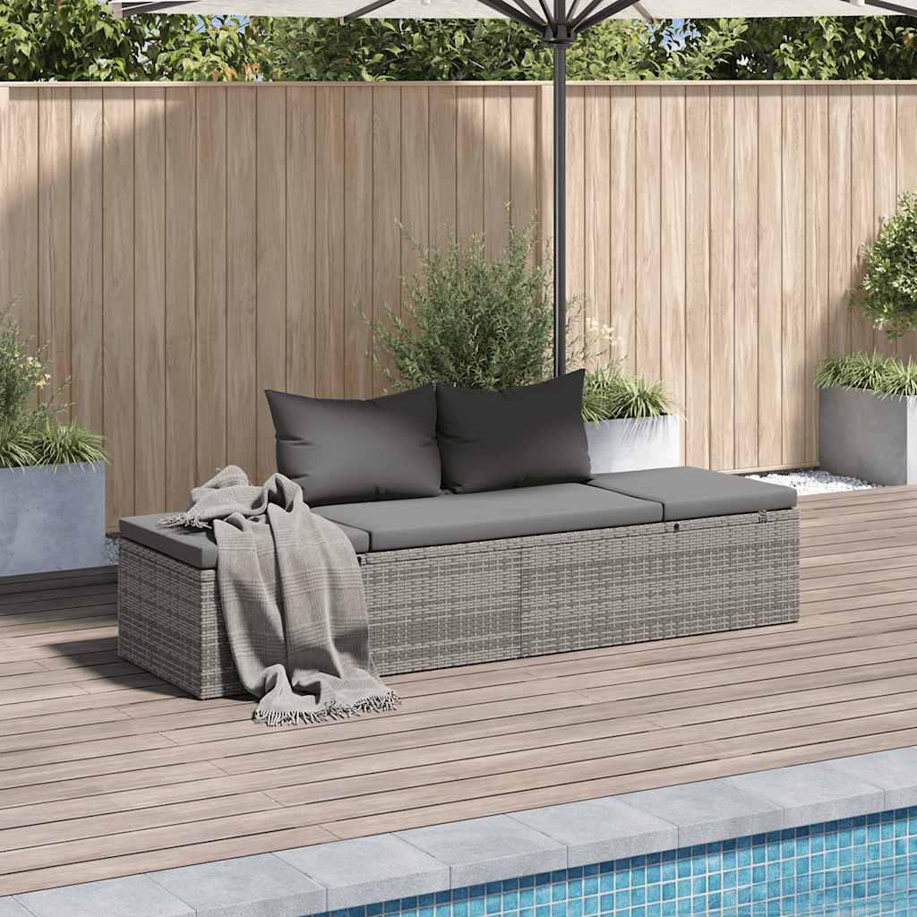 Gartenbett Grau 195×60 cm Poly Rattan