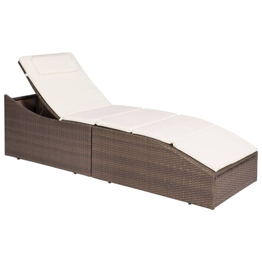 Sonnenliege mit Polsterauflage Poly Rattan Braun