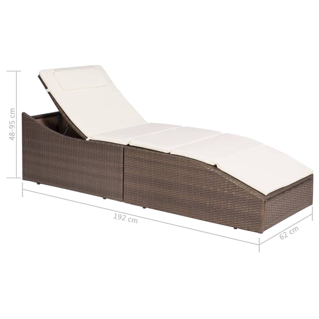 Sonnenliege mit Polsterauflage Poly Rattan Braun