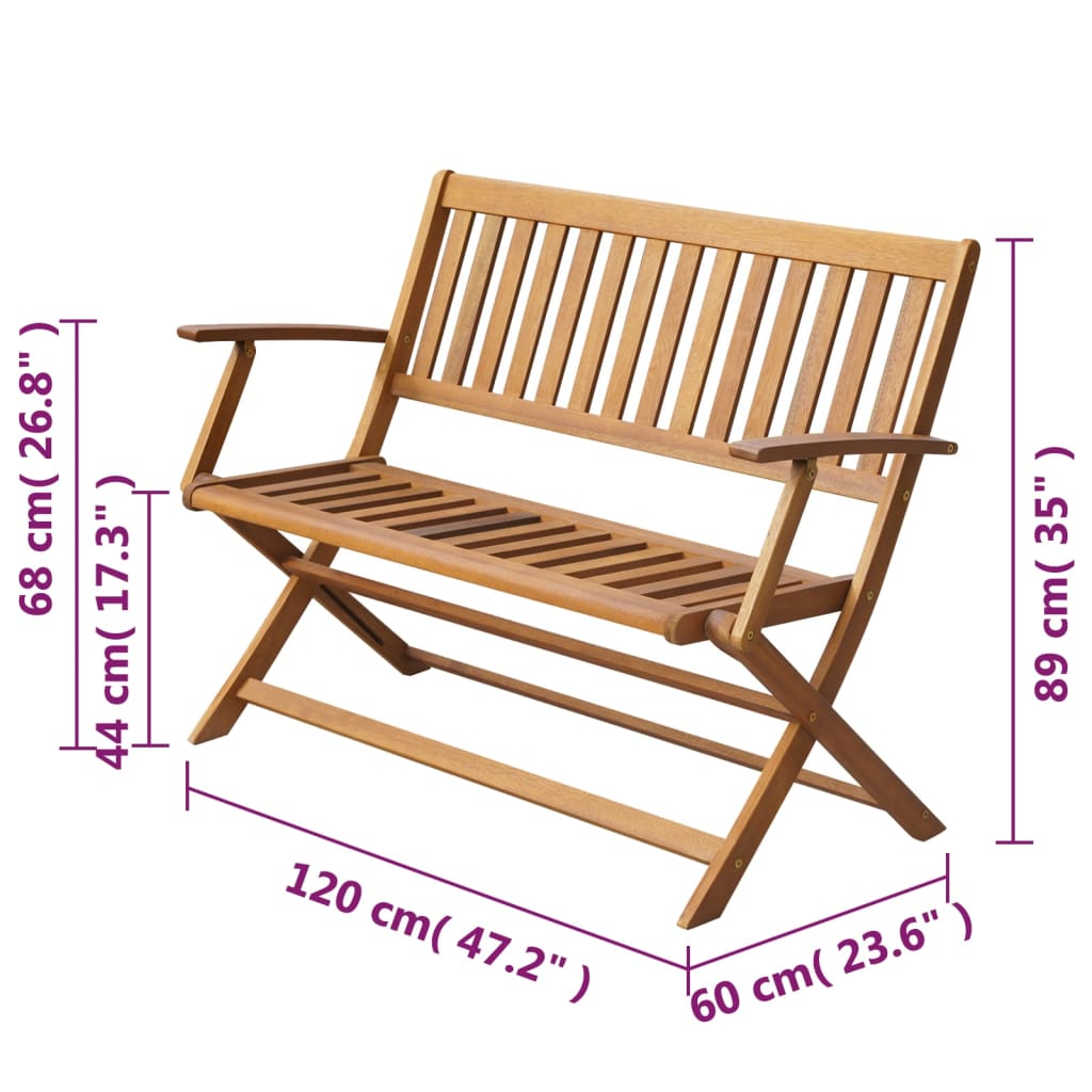 Gartenbank 120 cm Massivholz Akazie