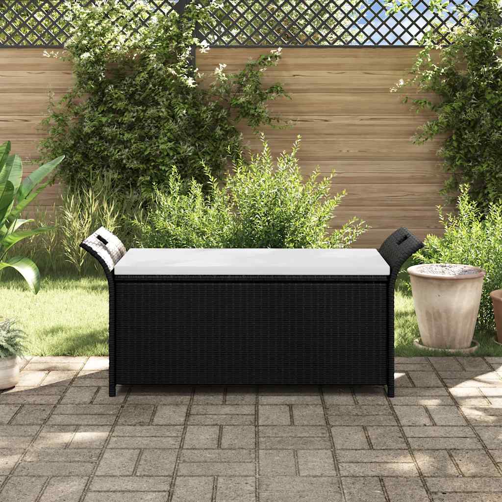 Truhenbank mit Polster 138 cm Poly Rattan Braun