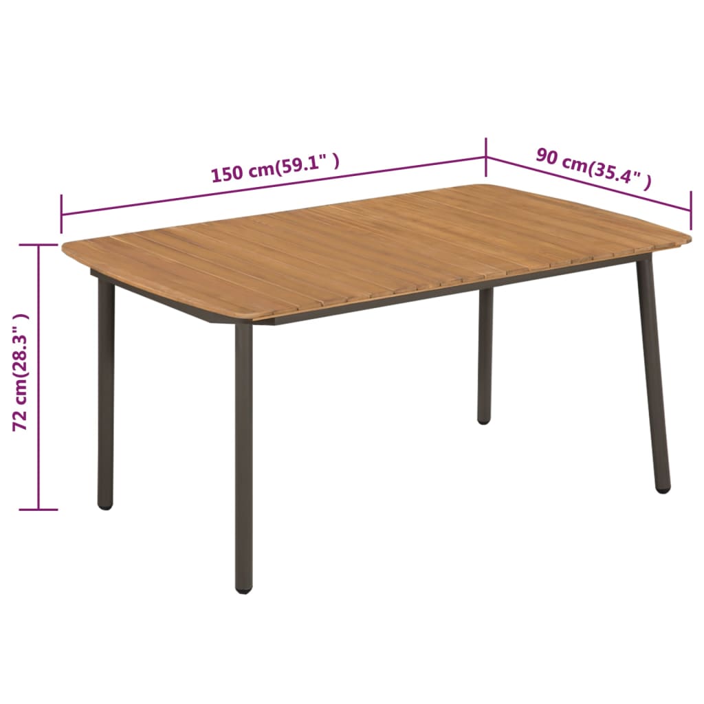 Couchtisch 150x90x72 cm Massivholz Akazie und Stahl