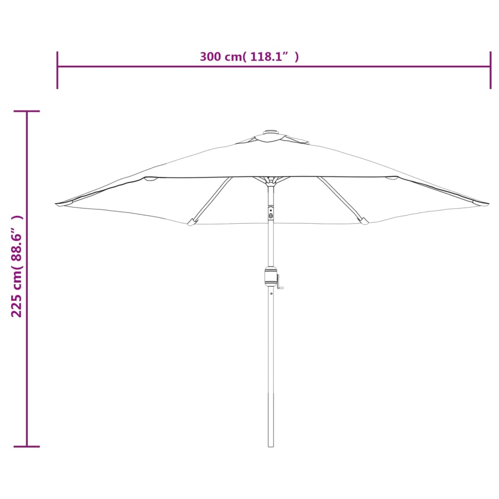 Sonnenschirm mit LED-Leuchten und Stahlmast 300 cm Anthrazit