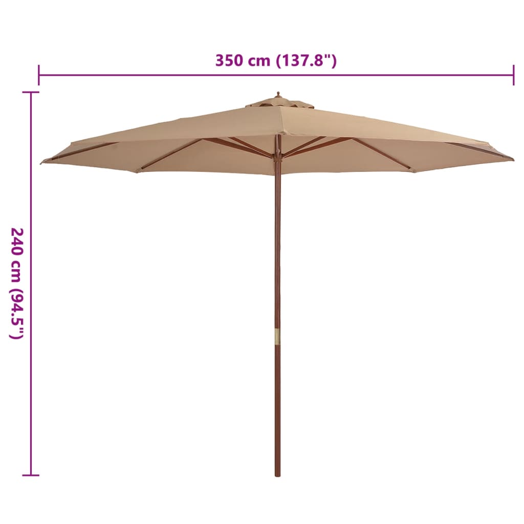 Sonnenschirm mit Holzmast 350 cm Taupe