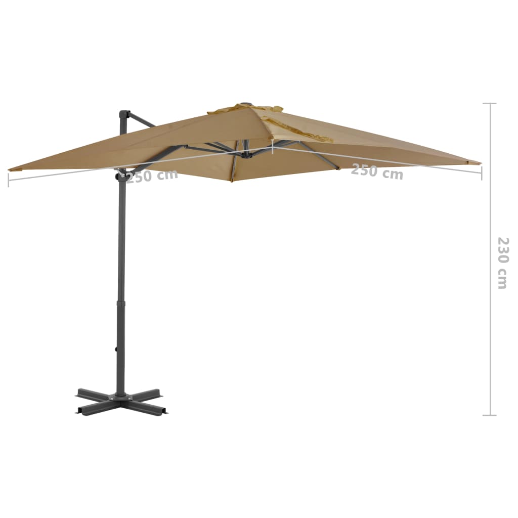 Ampelschirm mit Aluminium-Mast 250x250 cm Taupe