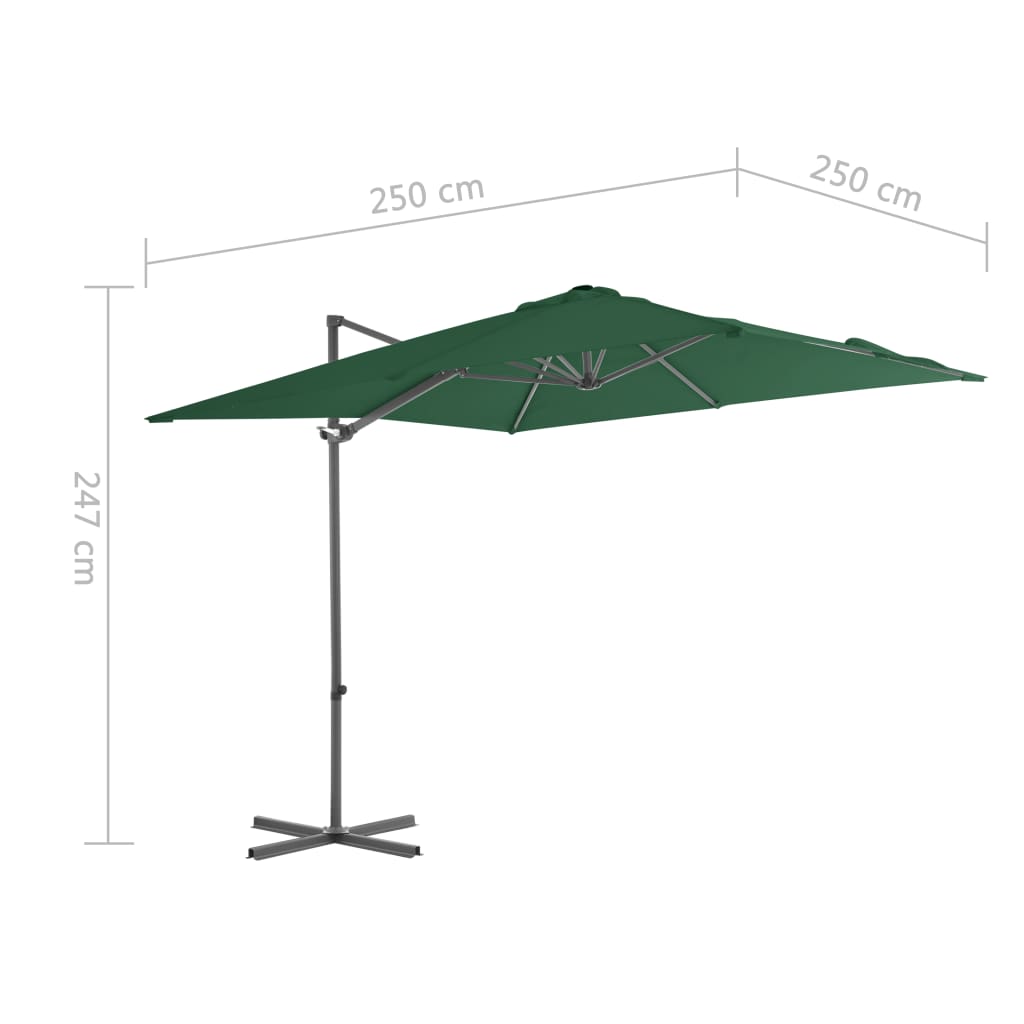 Ampelschirm mit Stahl-Mast 250x250 cm Grün