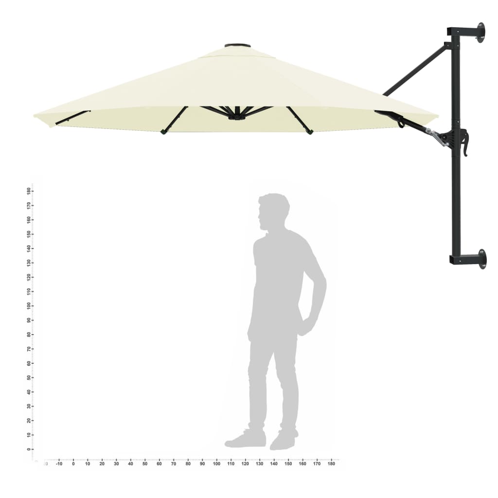 Sonnenschirm zur Wandmontage mit Metall-Mast 300 cm Sandweiß