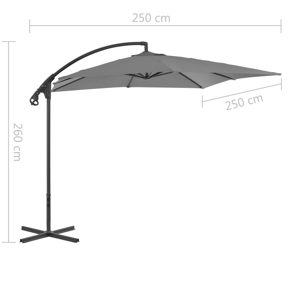 Ampelschirm mit Stahl-Mast 250x250 cm Anthrazit