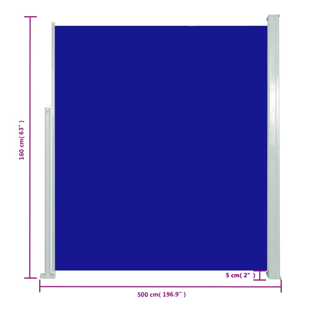 Ausziehbare Seitenmarkise 160x500 cm Blau