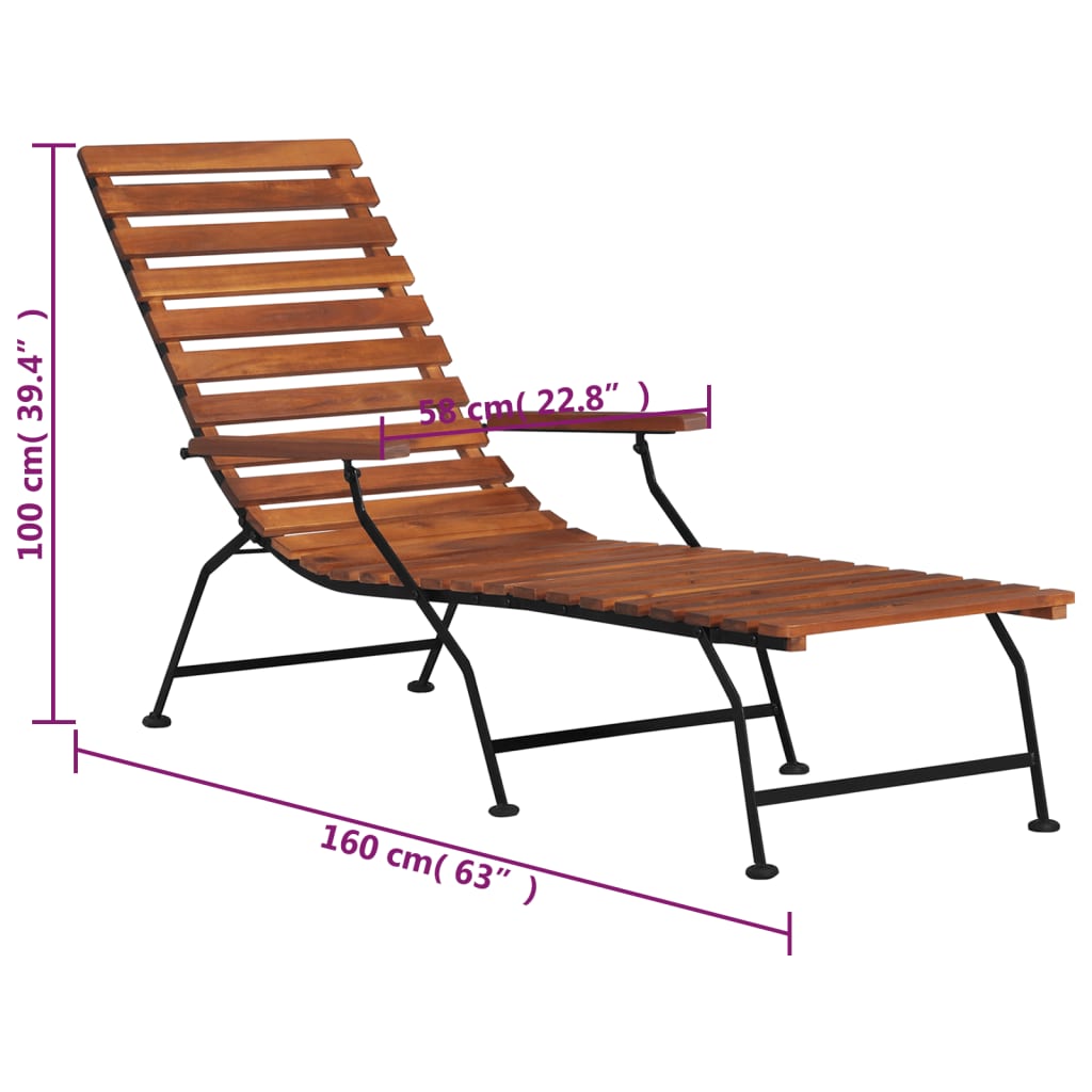 Outdoor Liegestuhl Akazienholz Massiv