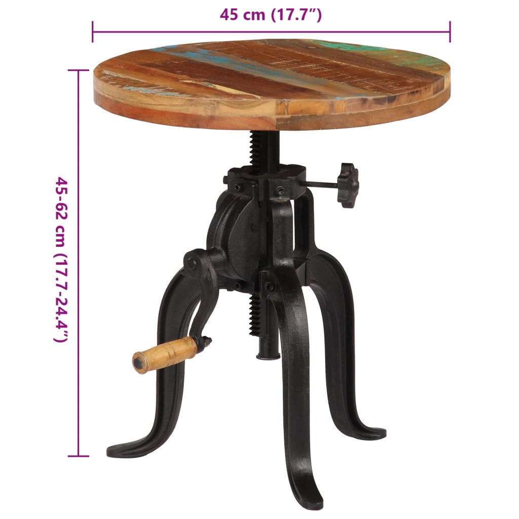 Beistelltisch 45x(45-62) cm Altholz Massiv und Gusseisen