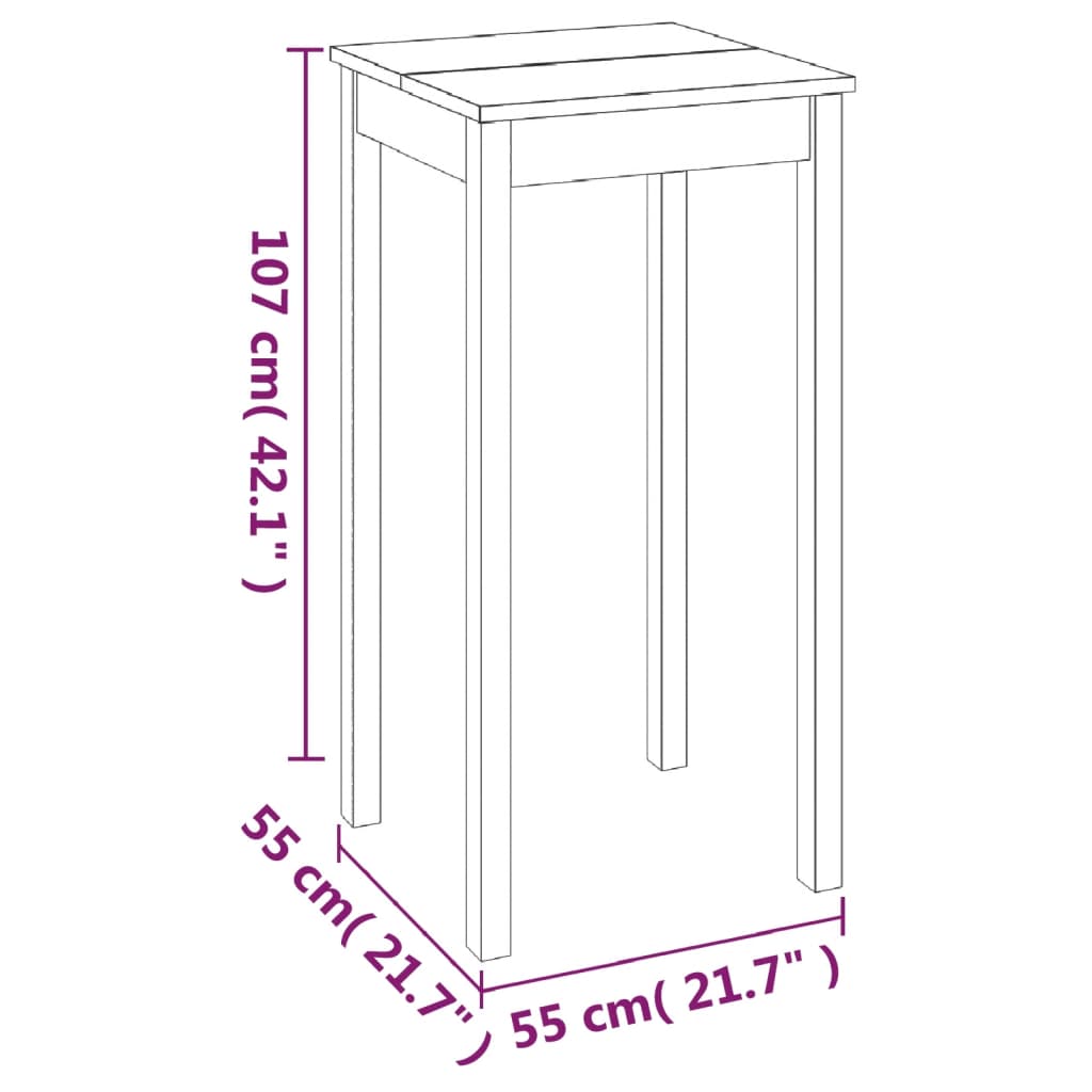 Bartisch MDF Schwarz 55x55x107 cm