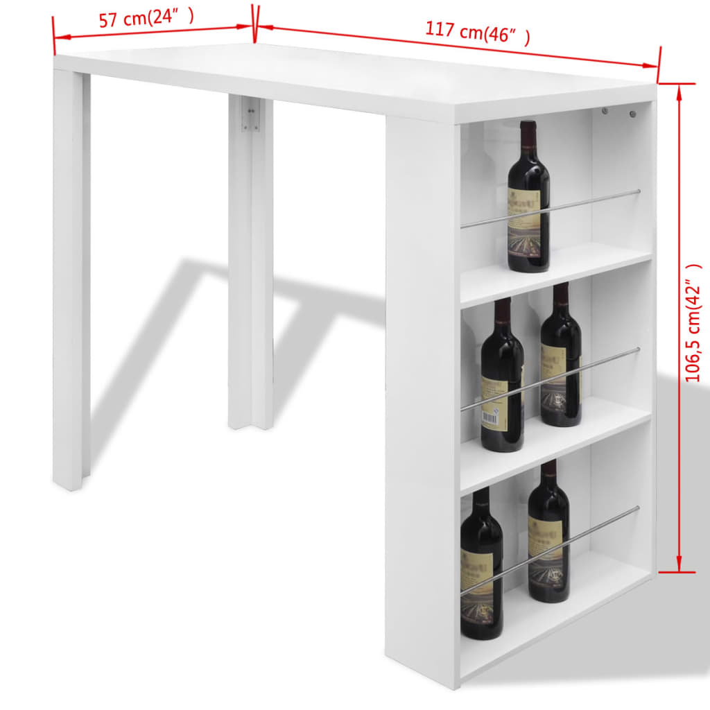 Bartisch mit Weinregal MDF Hochglanz Weiß