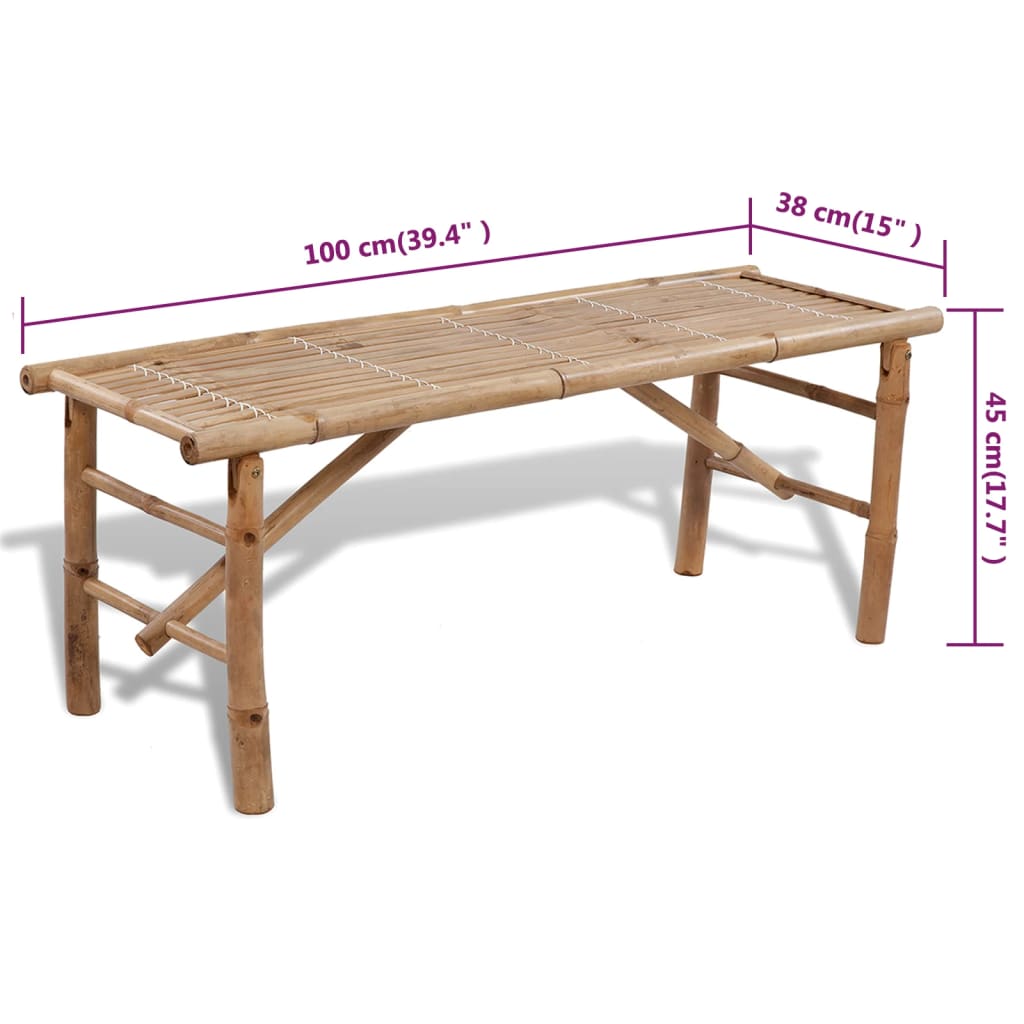 Biertisch mit 2 Bänken 100 cm Bambus