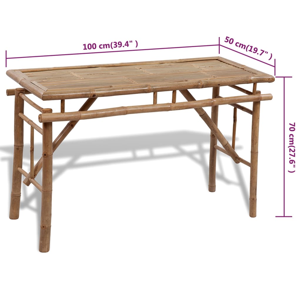 Biertisch mit 2 Bänken 100 cm Bambus