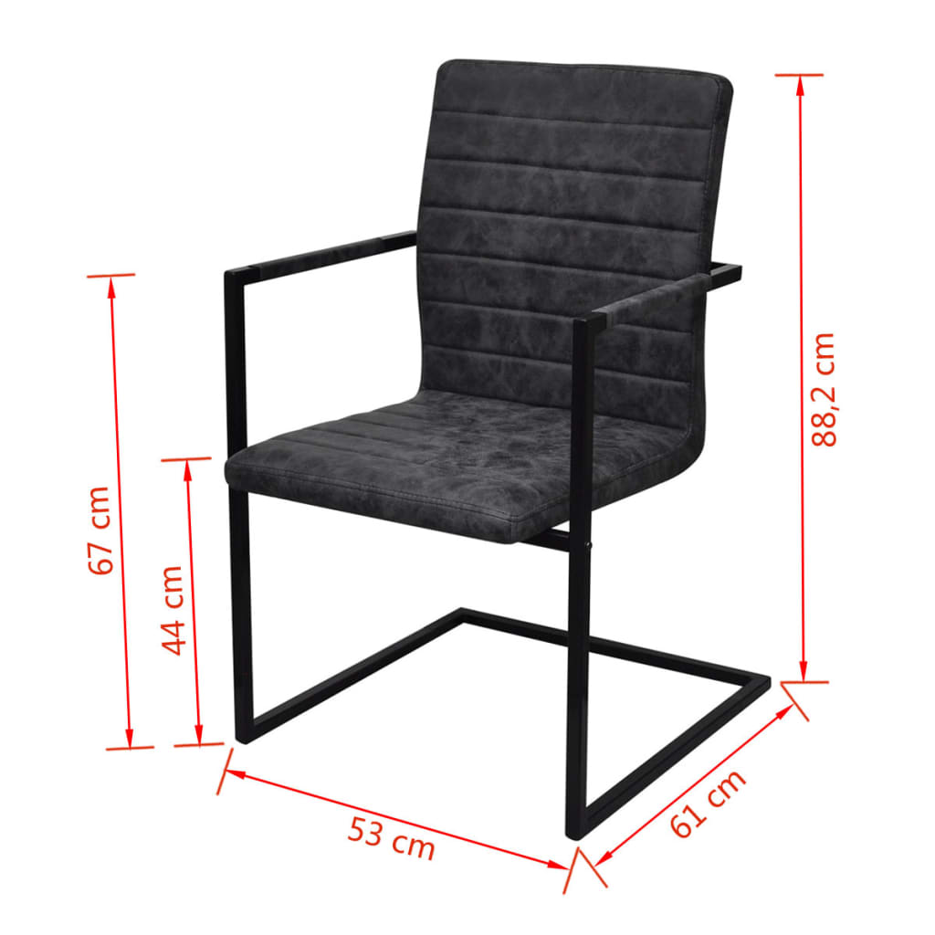 Freischwinger 4 Stk. Schwarz Kunstleder