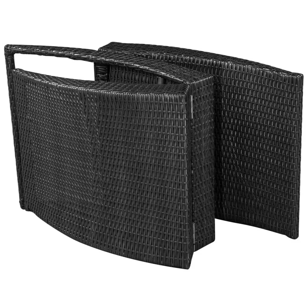 Klappbare Sonnenliege mit Auflage Poly Rattan Schwarz