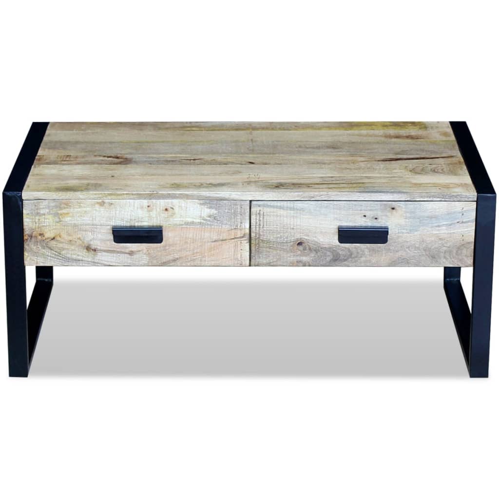 Couchtisch mit 2 Schubladen Massivholz Mango 100x60x40 cm