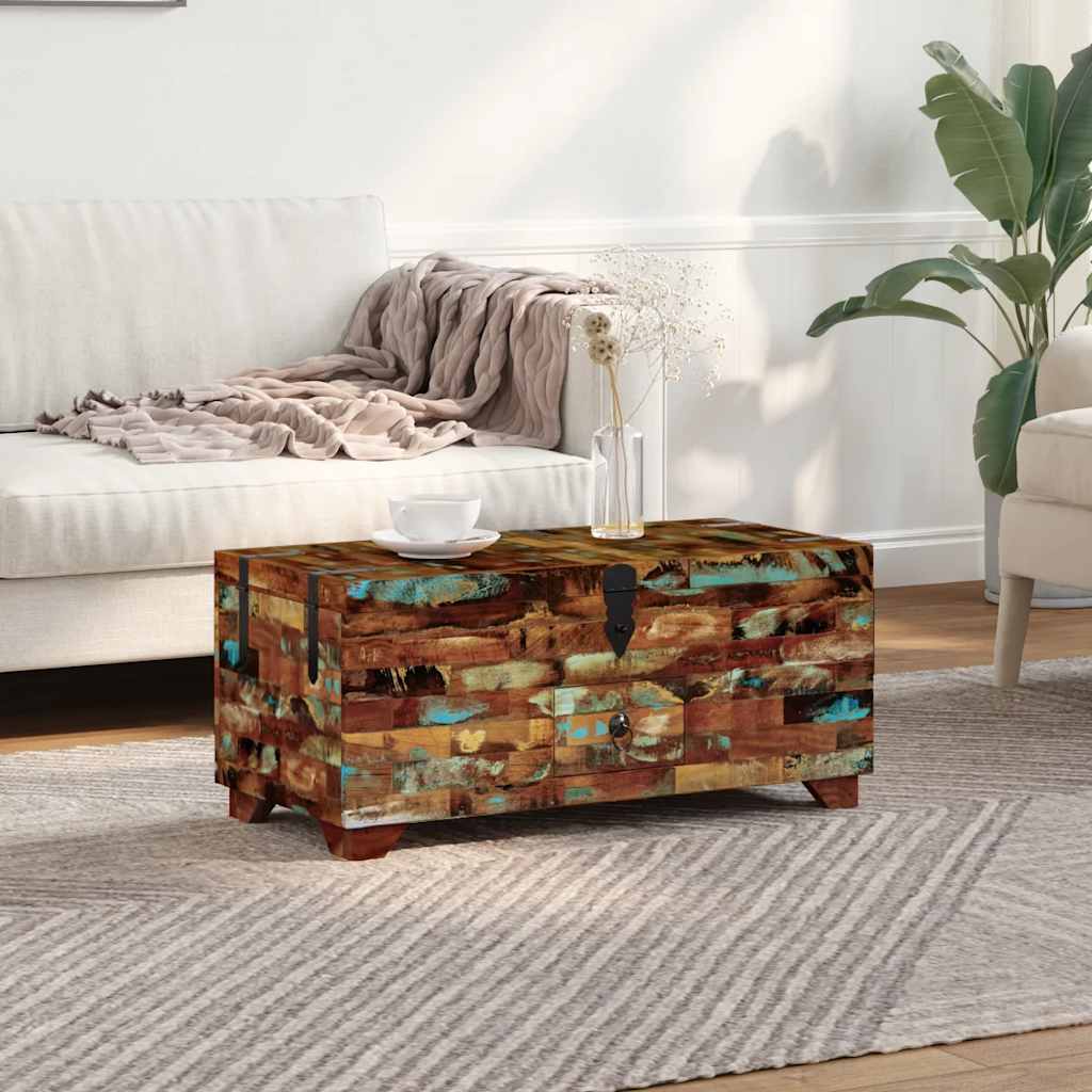 Couchtisch Truhe Altholz Massiv 80x40x35 cm